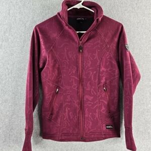 Kerrits Girls XL Burgundy Jacket Monochrome Designs Athleisure Logo Pockets Zip